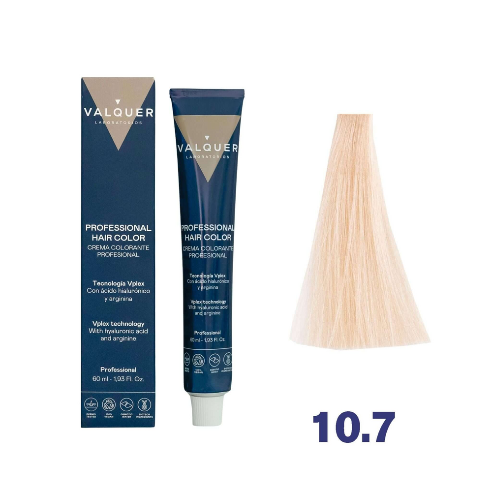 VALQUER Blond Platine Beige 10.7 hair coloration cream 60 ml professional use