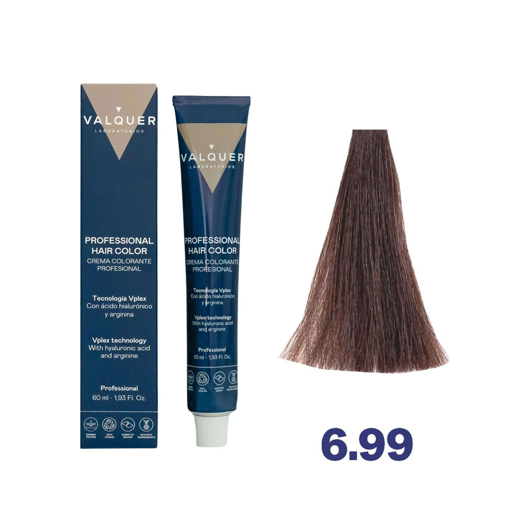 VALQUER 6.99 Blond Chatain Fonce Intense Brun hair color tube 60ml professional use