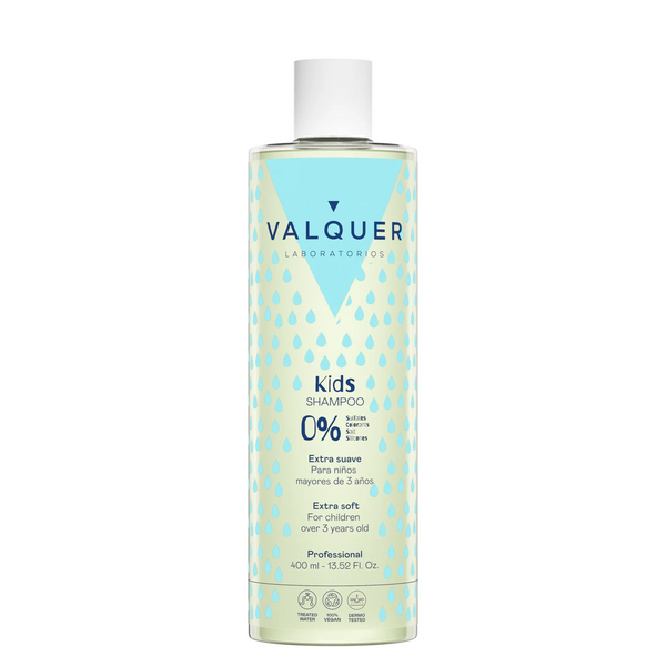 VALQUER SHAMPOING ENFANT 0% 400Ml bottle with gentle, 0% harmful agents formula for kids' hair care