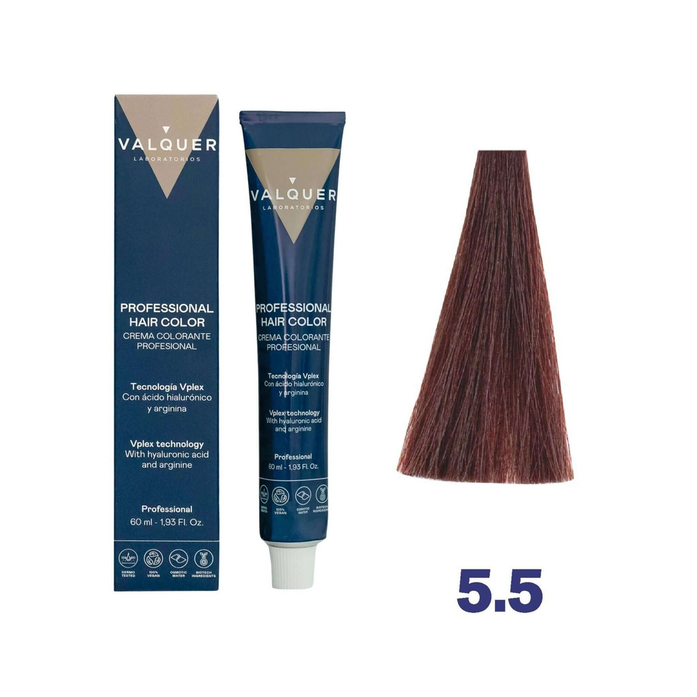 VALQUER COLORATION 5.5 Châtain Acajou Clair hair dye 60 ml bottle