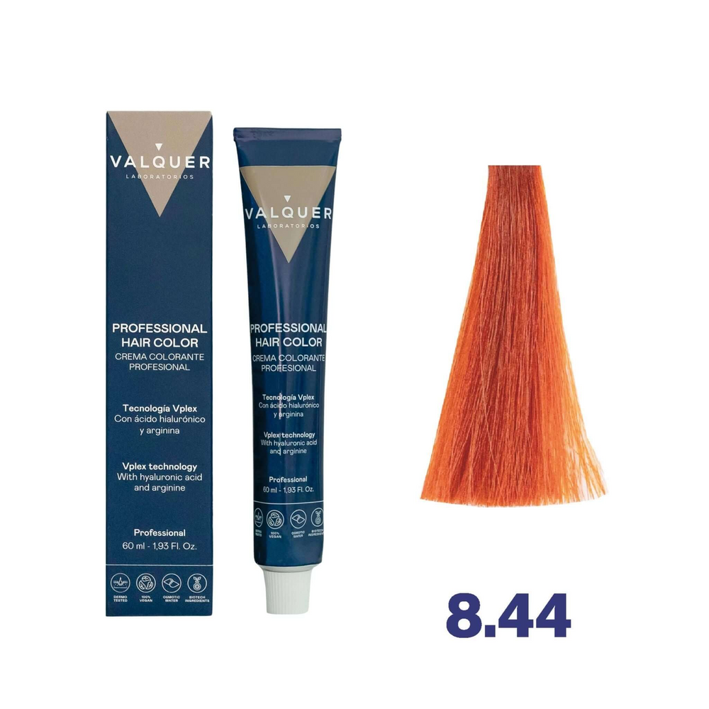 VALQUER COLORATION 8.44 Blond Clair Cuivré Intense hair dye 60 ml bottle