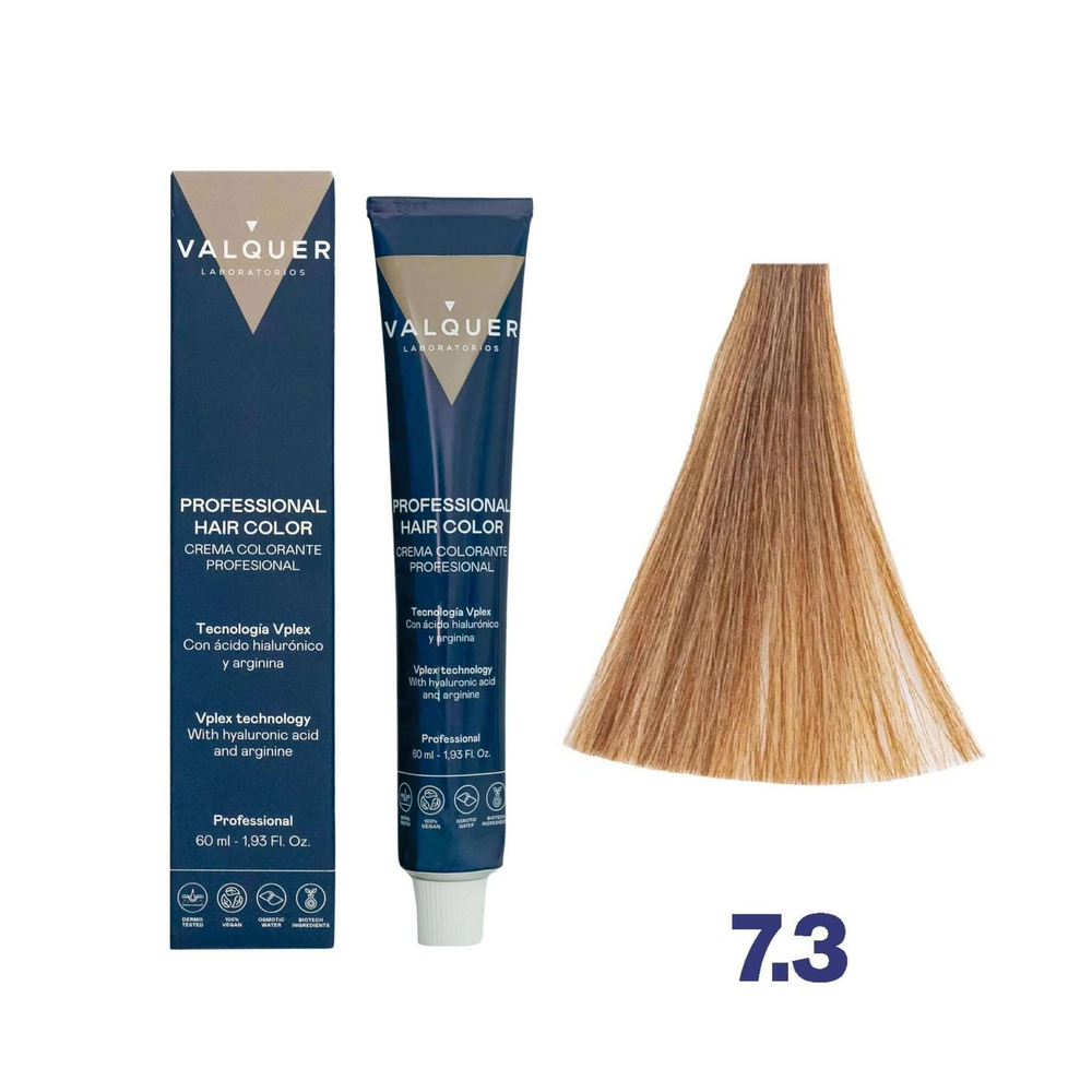 VALQUER 7.3 Blond Moyen Doré hair color 60ml professional use with advanced repair technology