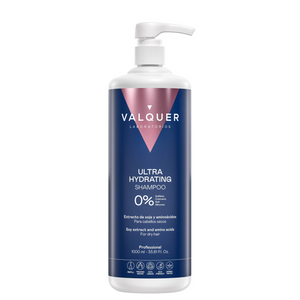 VALQUER SHAMPOING 0% Ultra Hydratant 1L bottle for nourishing hair care with milk proteins and soy amino acids