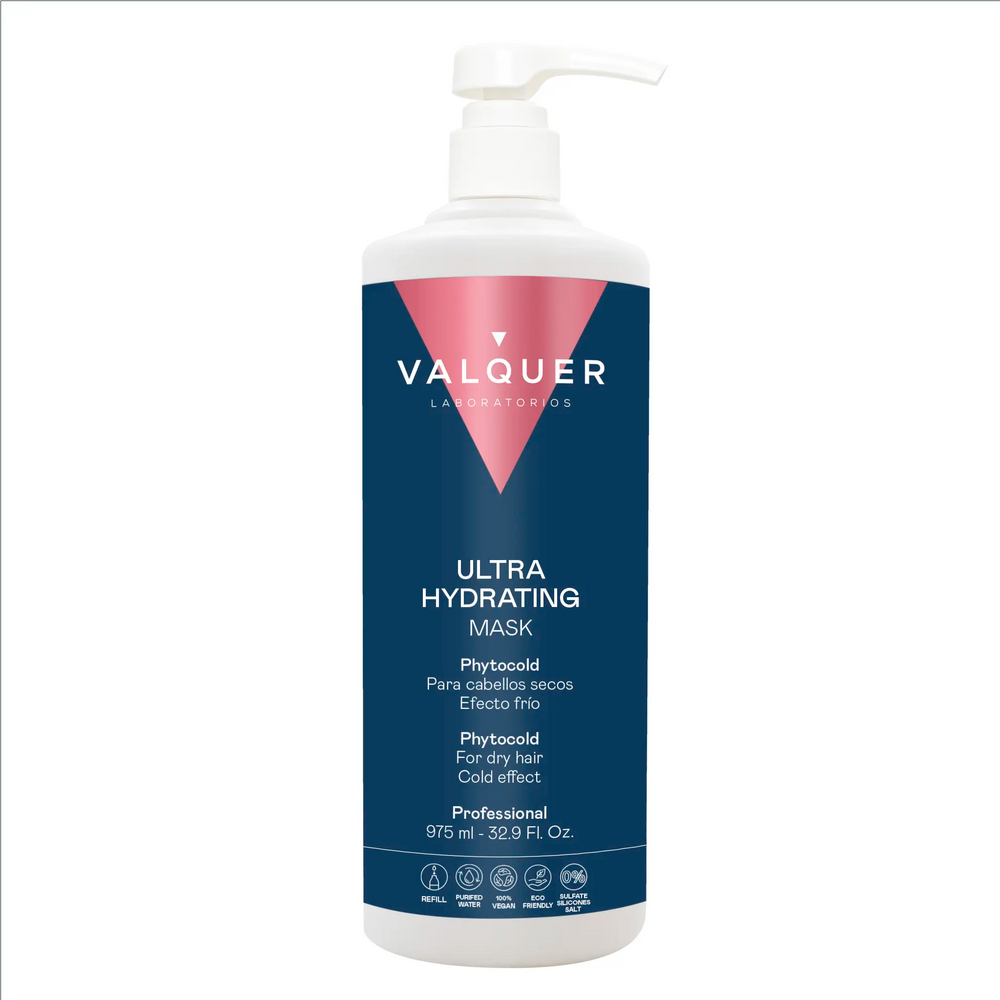 VALQUER MASQUE ICE ULTRA HYDRATANT 1L with cooling effect for demanding hair.