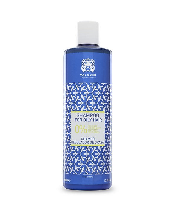 VALQUER shampoo 0% for oily hair 400 ml with Buchu leaf extract in blue bottle