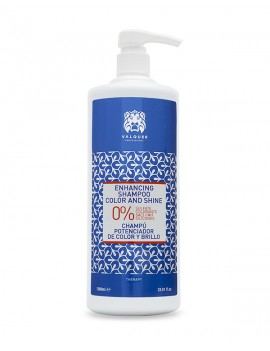 VALQUER shampoo 0% for colored hair 1L bottle with blue label and white pump dispenser