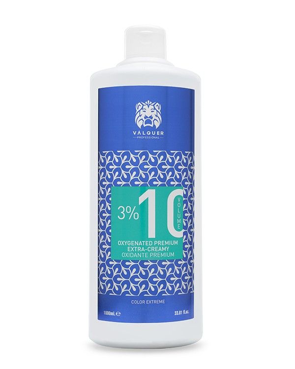 VALQUER ultra-creamy premium oxidant 10 volume 3% 1000ml bottle for professional hair coloring with argan oil and smooth texture