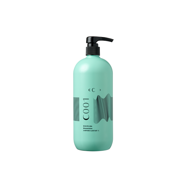 CUBA CHANCE SOIN Disciplina Frizz Control clarifying shampoo 1L in turquoise pump bottle for professional use
