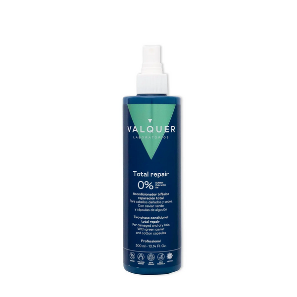 VALQUER BIPHASE TOTAL REPAIR 300 ML hair treatment bottle with caviar and silk protein ingredients
