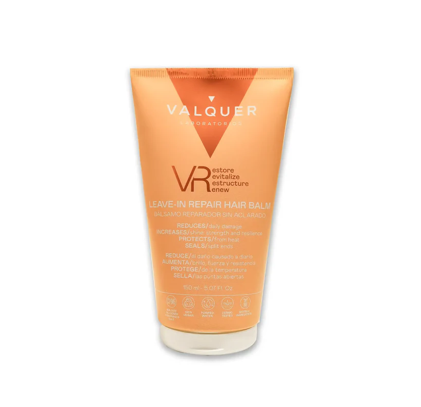 Leave-in VALQUER Baume revitalisant réparateur sans rinçage 150ml pour cheveux brillants, forts et protégés.