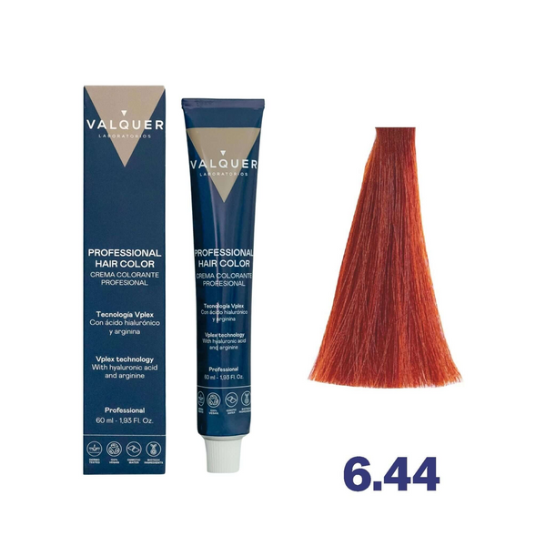 VALQUER COLORATION 6.44 Blond Foncé Cuivré Intense hair dye 60 ml packaging