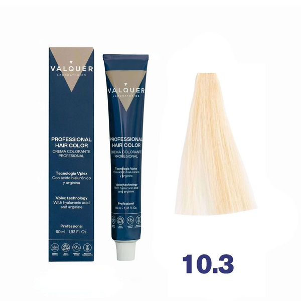 VALQUER Blond Platine Doré 10.3 hair color 60ml tube for professional use