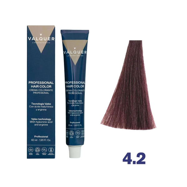 VALQUER coloration 4.2 violet moyen brun 60 ml professional hair dye tube