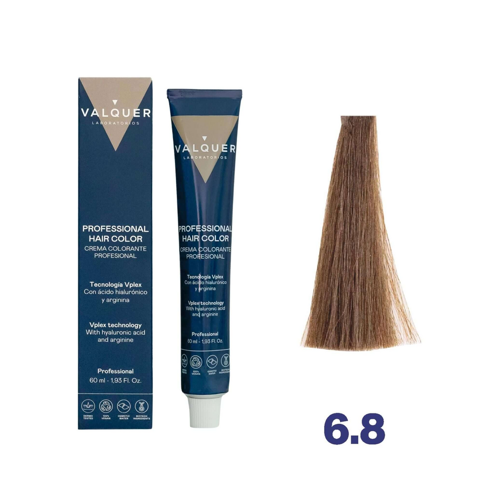 VALQUER 6.8 Blond Tabac Foncé 60 ml professional hair color with arginine and Vplex technology