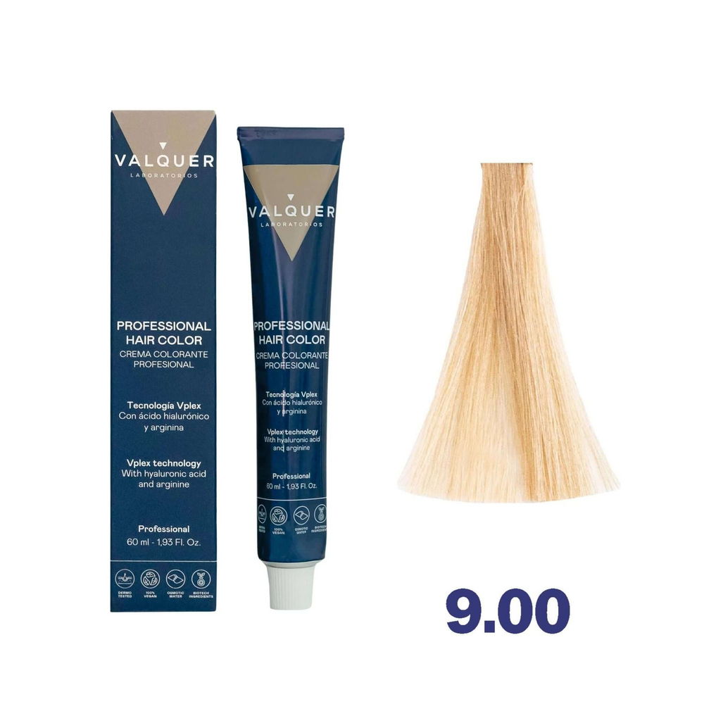 VALQUER COLORATION 9.0 Blond Très Clair 60 ml professional hair dye cream packaging