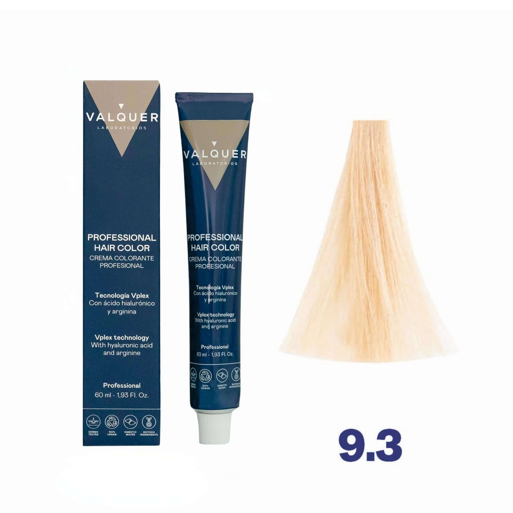 VALQUER Blond Très Clair Doré 9.3 hair color cream 60 ml professional use